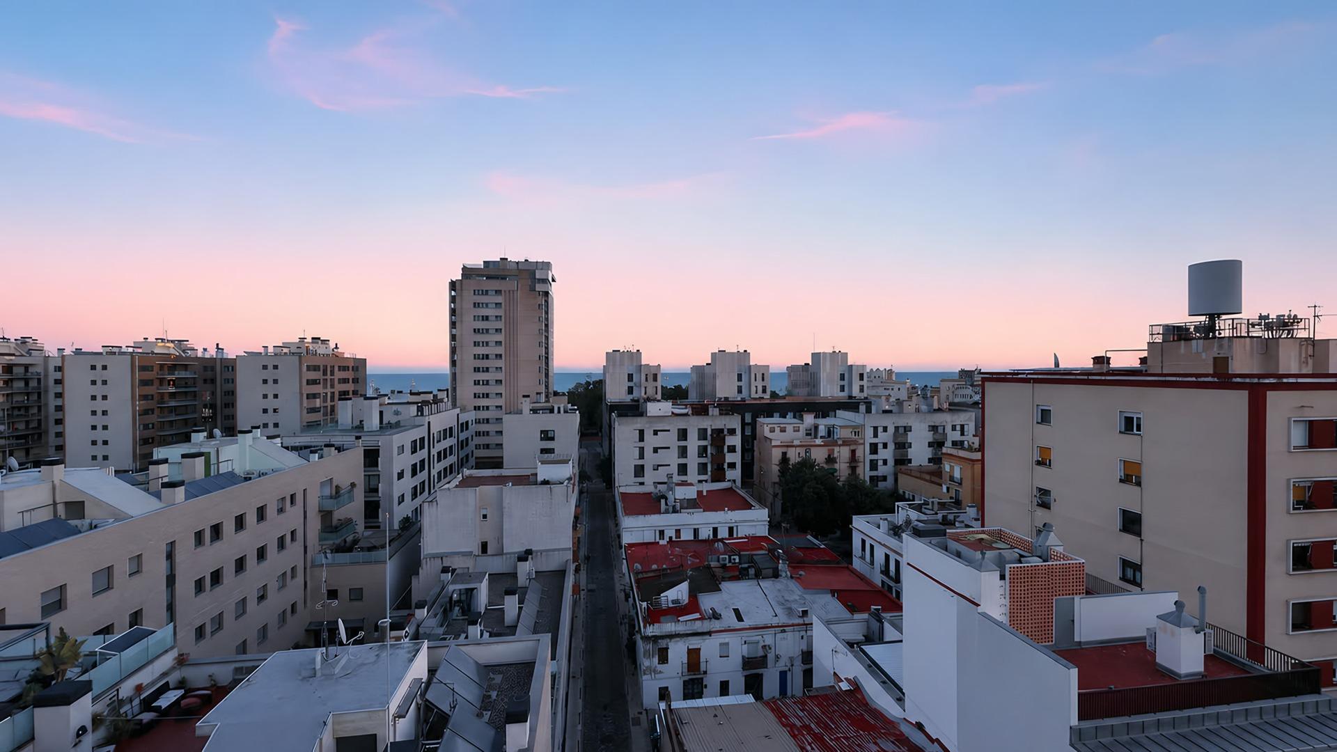 The àtic terrace view at dawn